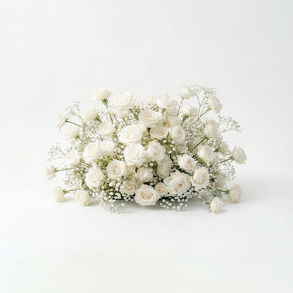Bloomira: Heart-Shaped All-White Silk Rose and Baby&