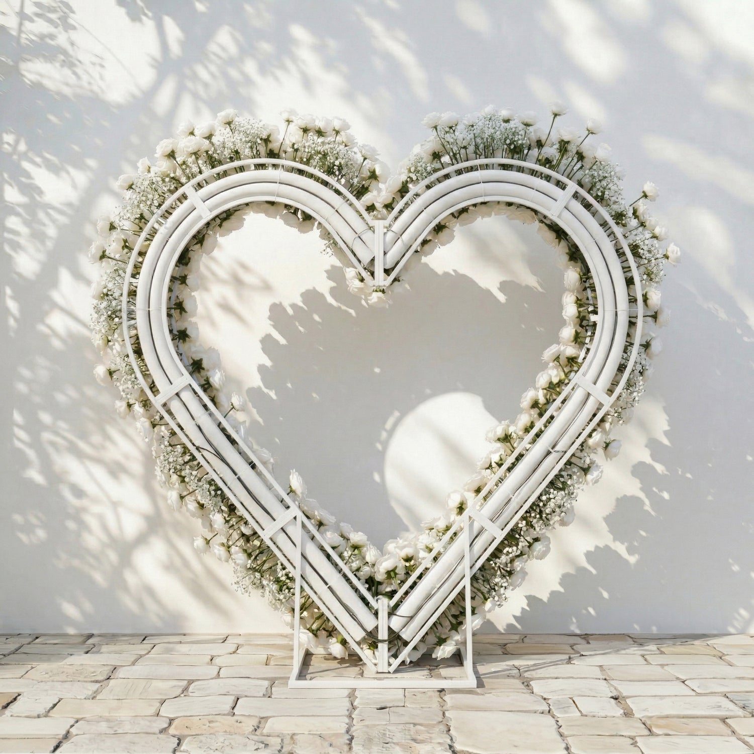 Bloomira: Heart-Shaped All-White Silk Rose and Baby&