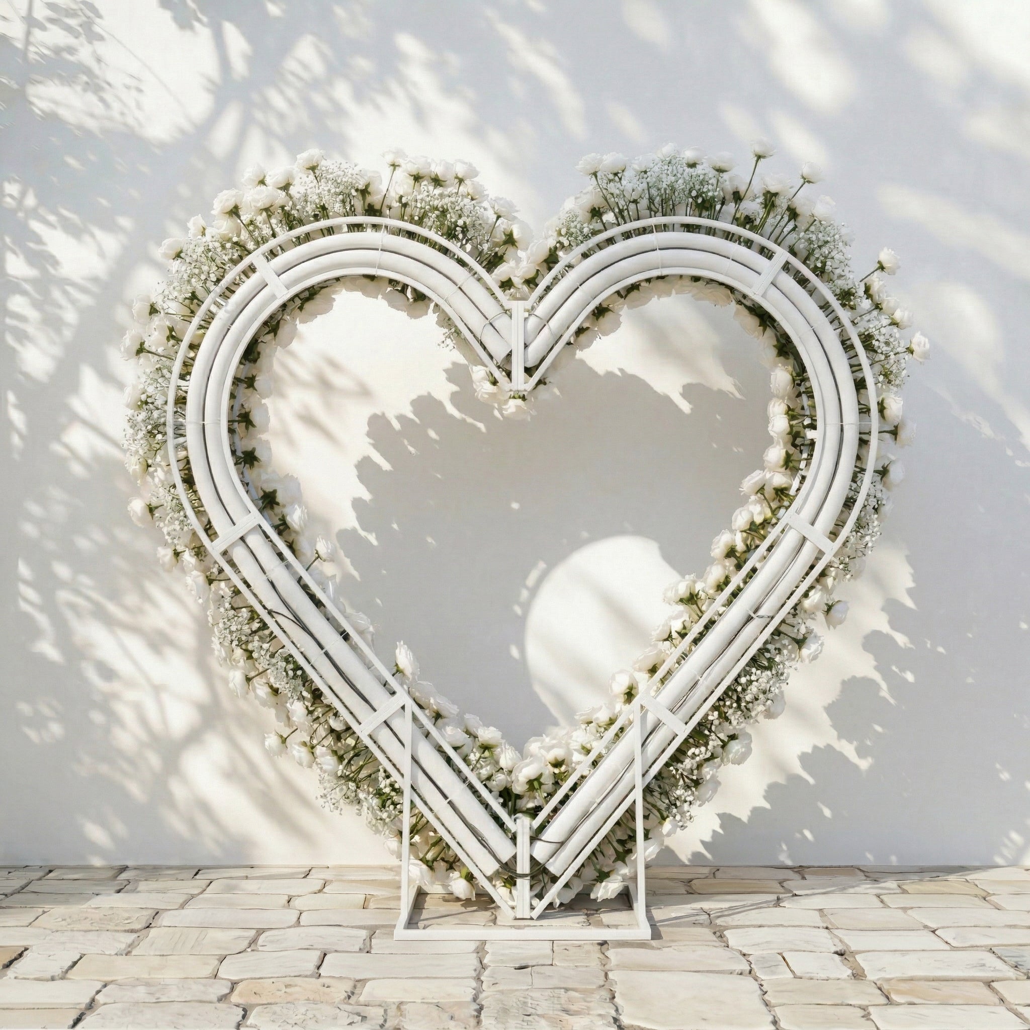 Bloomira: Heart-Shaped All-White Silk Rose and Baby&