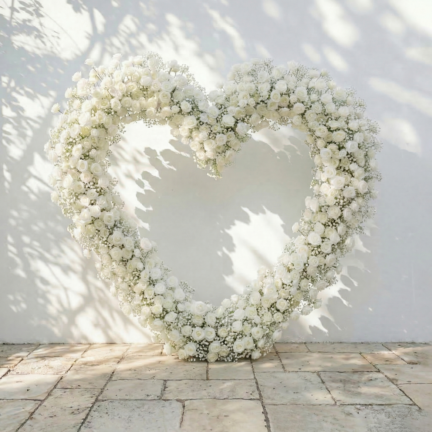 Bloomira: Heart-Shaped All-White Silk Rose and Baby&