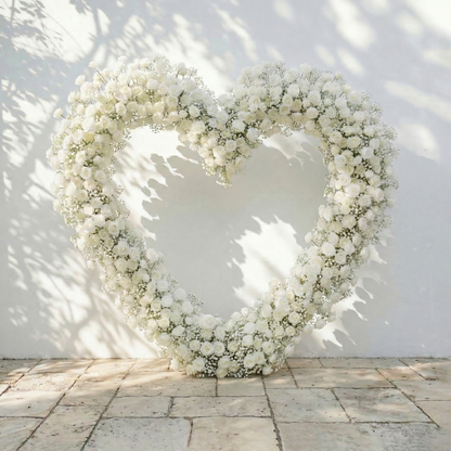Bloomira: Heart-Shaped All-White Silk Rose and Baby&