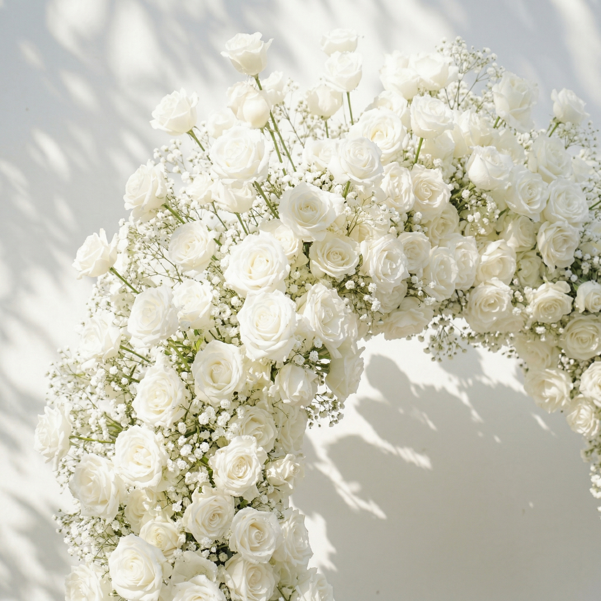 Bloomira: Heart-Shaped All-White Silk Rose and Baby&