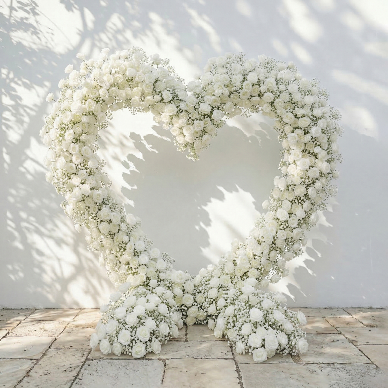 Bloomira: Heart-Shaped All-White Silk Rose and Baby&