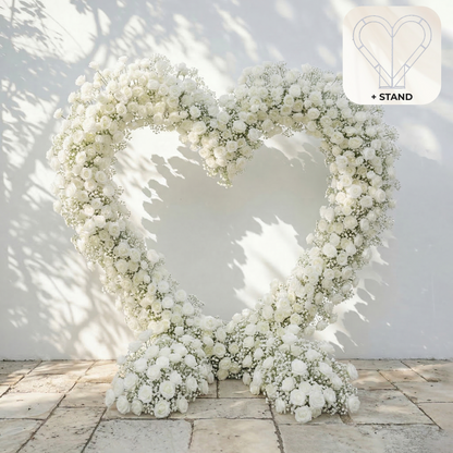 Bloomira: Heart-Shaped All-White Silk Rose and Baby&
