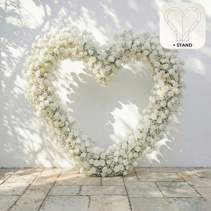 Bloomira: Heart-Shaped All-White Silk Rose and Baby&