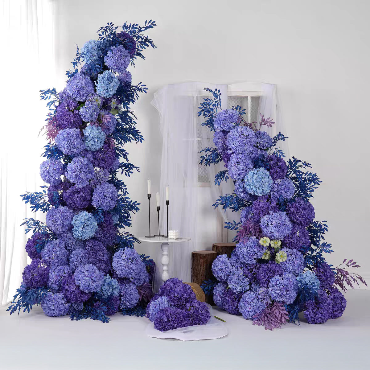 Blue Hydrangea: Wedding Party Event Background Blue Hydrangea Flower Arch Decoration  (Including Frame)