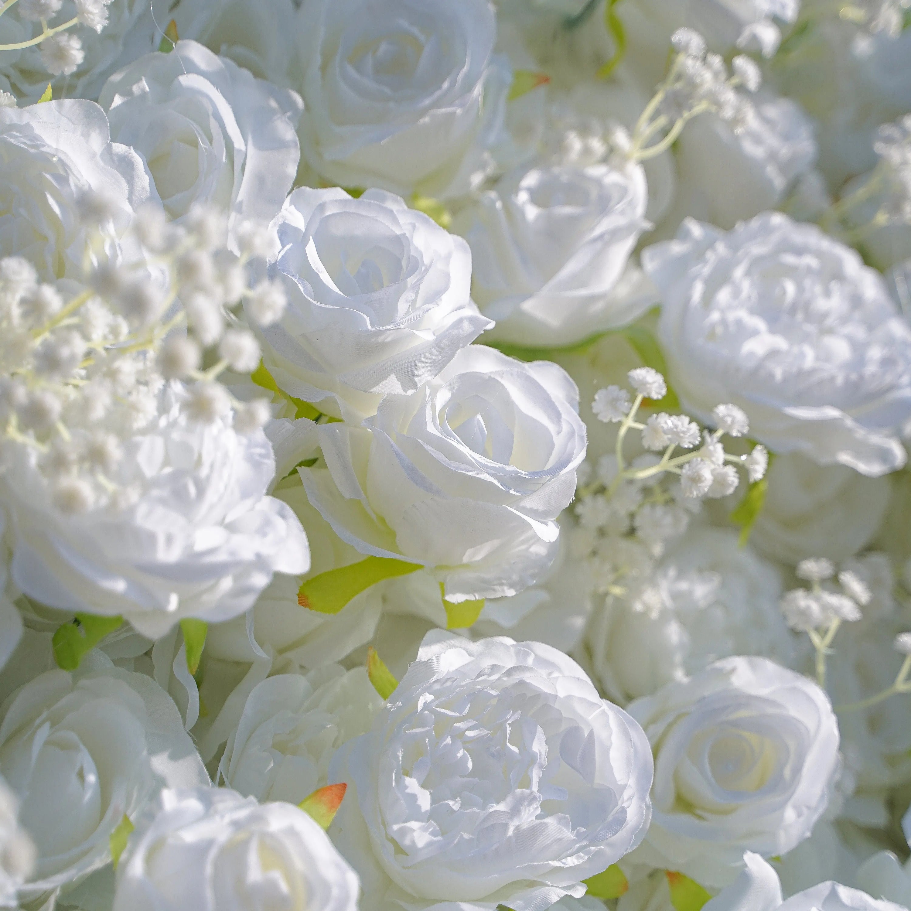 Breath：5D White Roses Fabric Artificial rolling up curtain flower wall (Ready to Ship)