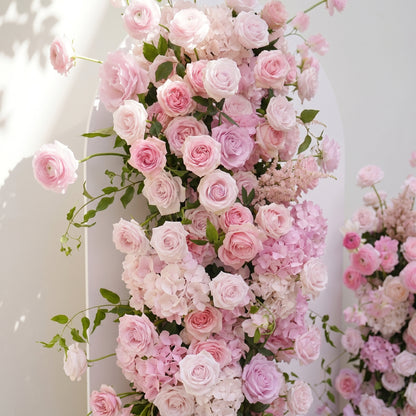 Pink Rose Ranunculus Wedding Background Arch KT Board Decorative Flower Row Excludes Frame