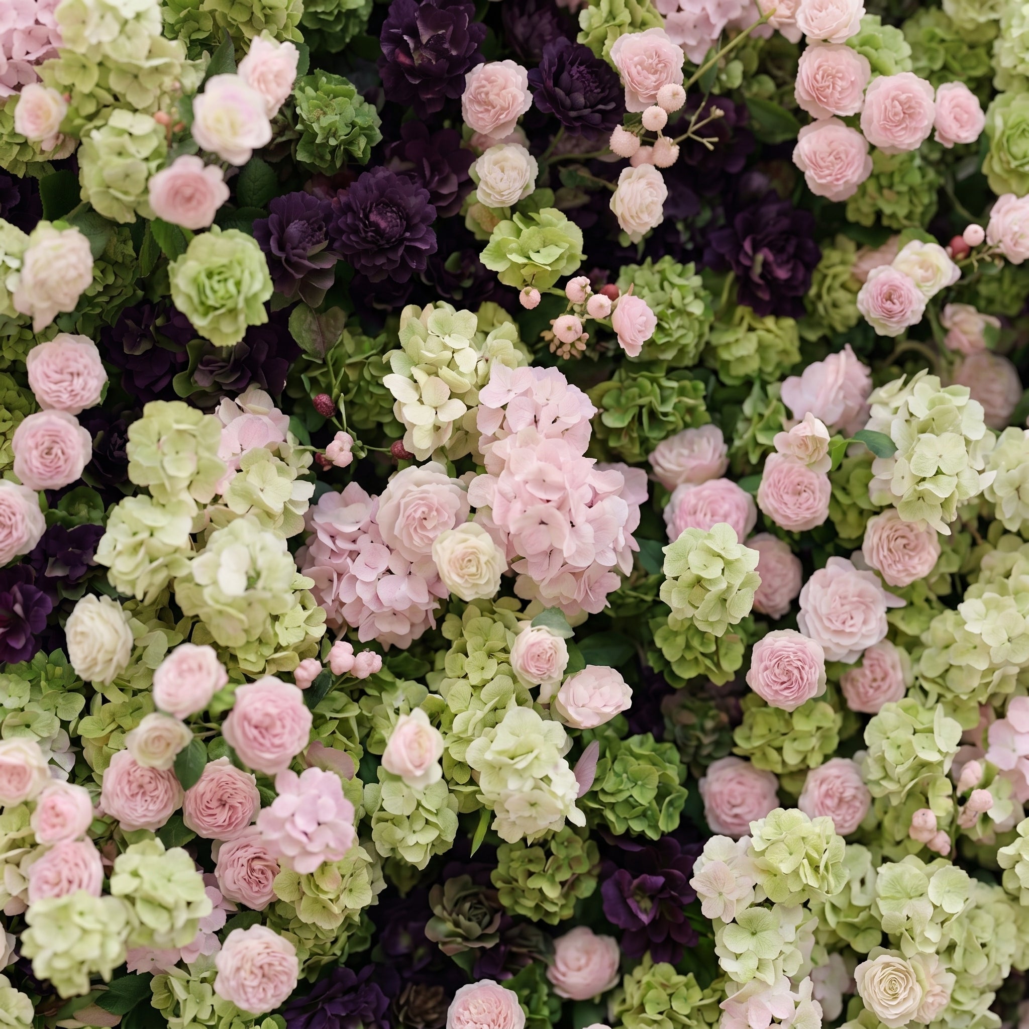 Brina: Luxury 5D Dark Purple &amp; Lime Green Silk Floral Wall Roll-Up Fabric Backdrop for Elegant Weddings &amp; Galas