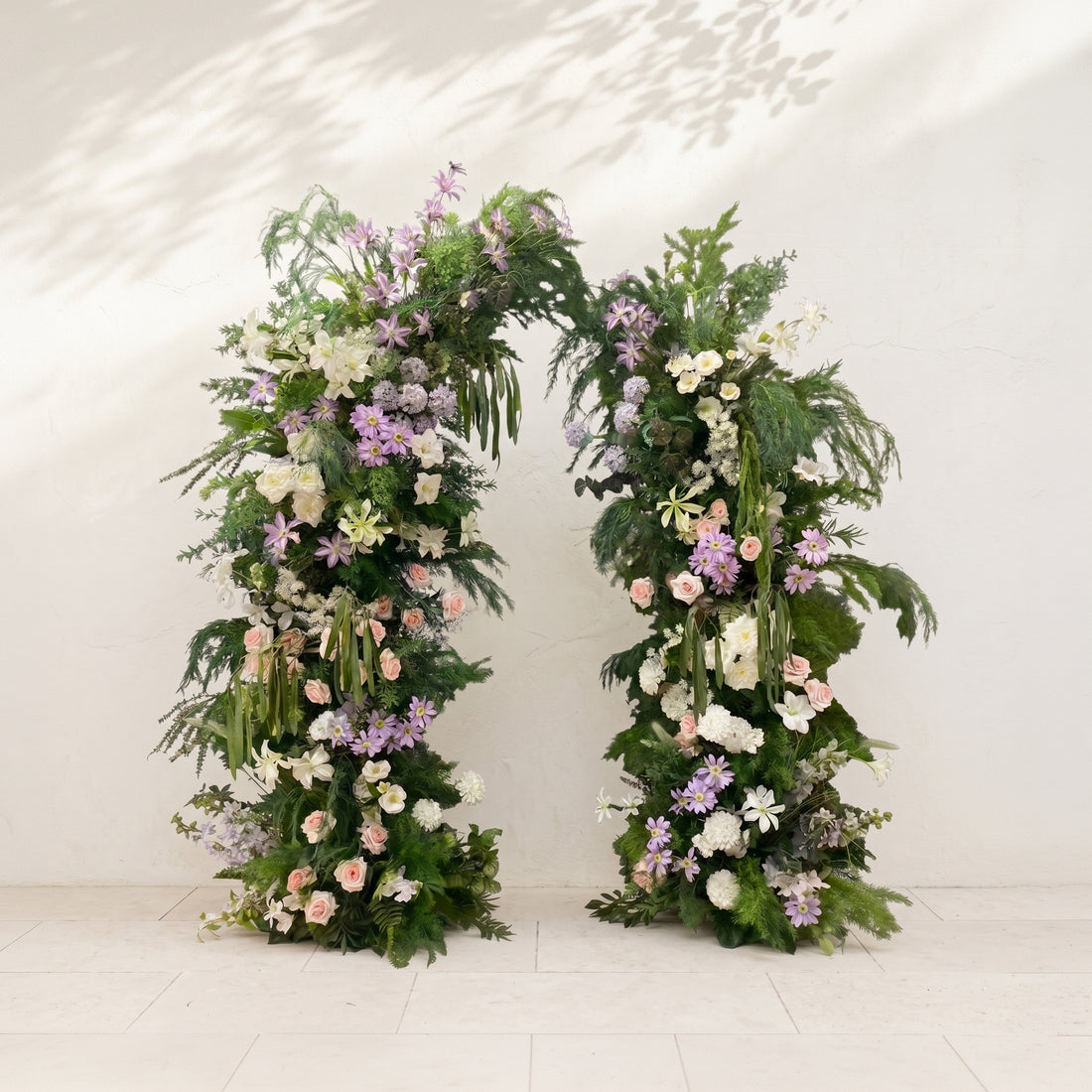 Brisora:Luxury Greenery Flower Arch with White&amp;Purple&amp;Pink flowers for Weddings&amp;Event Decor Including Frame brisora front