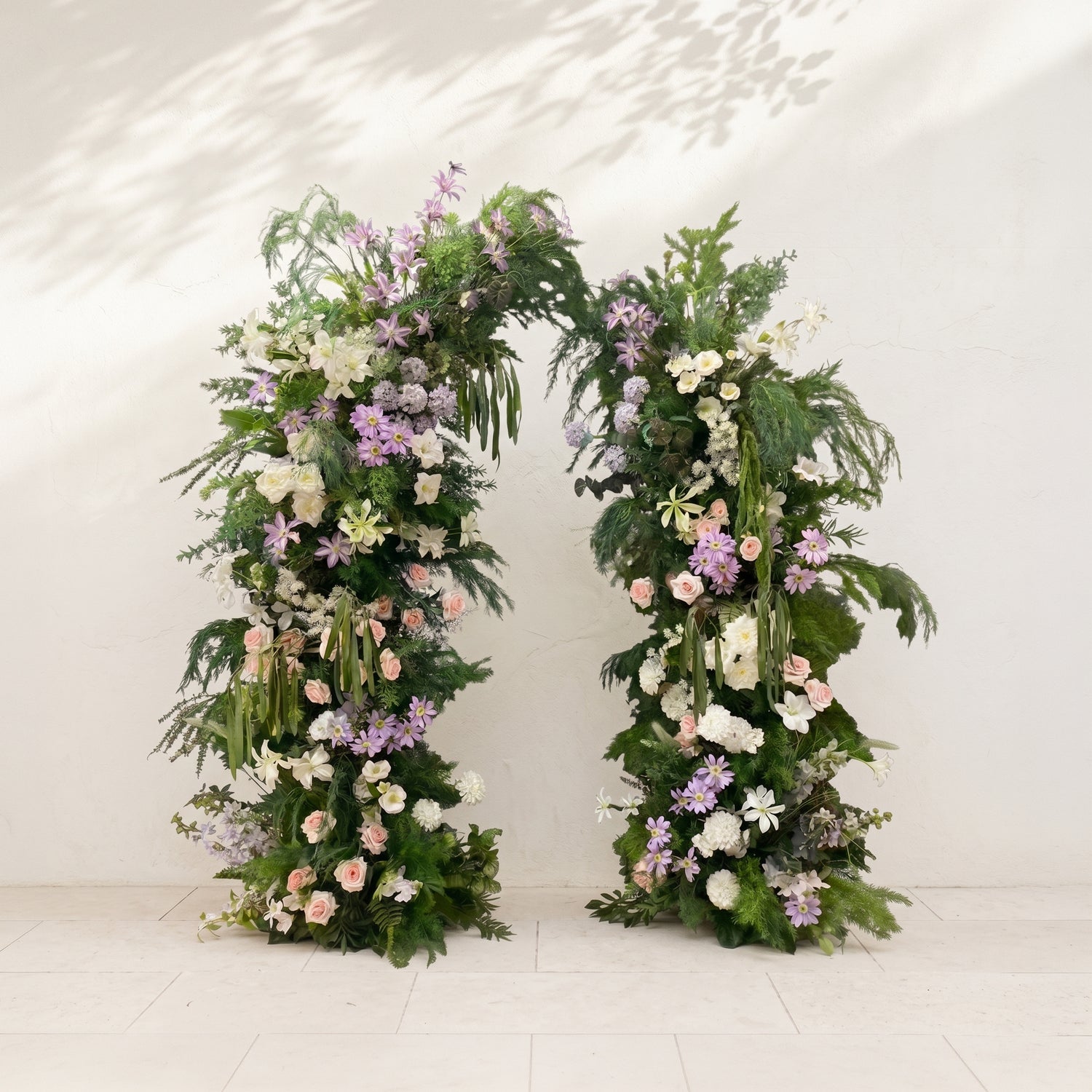 Brisora:Luxury Greenery Flower Arch with White&amp;Purple&amp;Pink flowers for Weddings&amp;Event Decor Including Frame brisora front