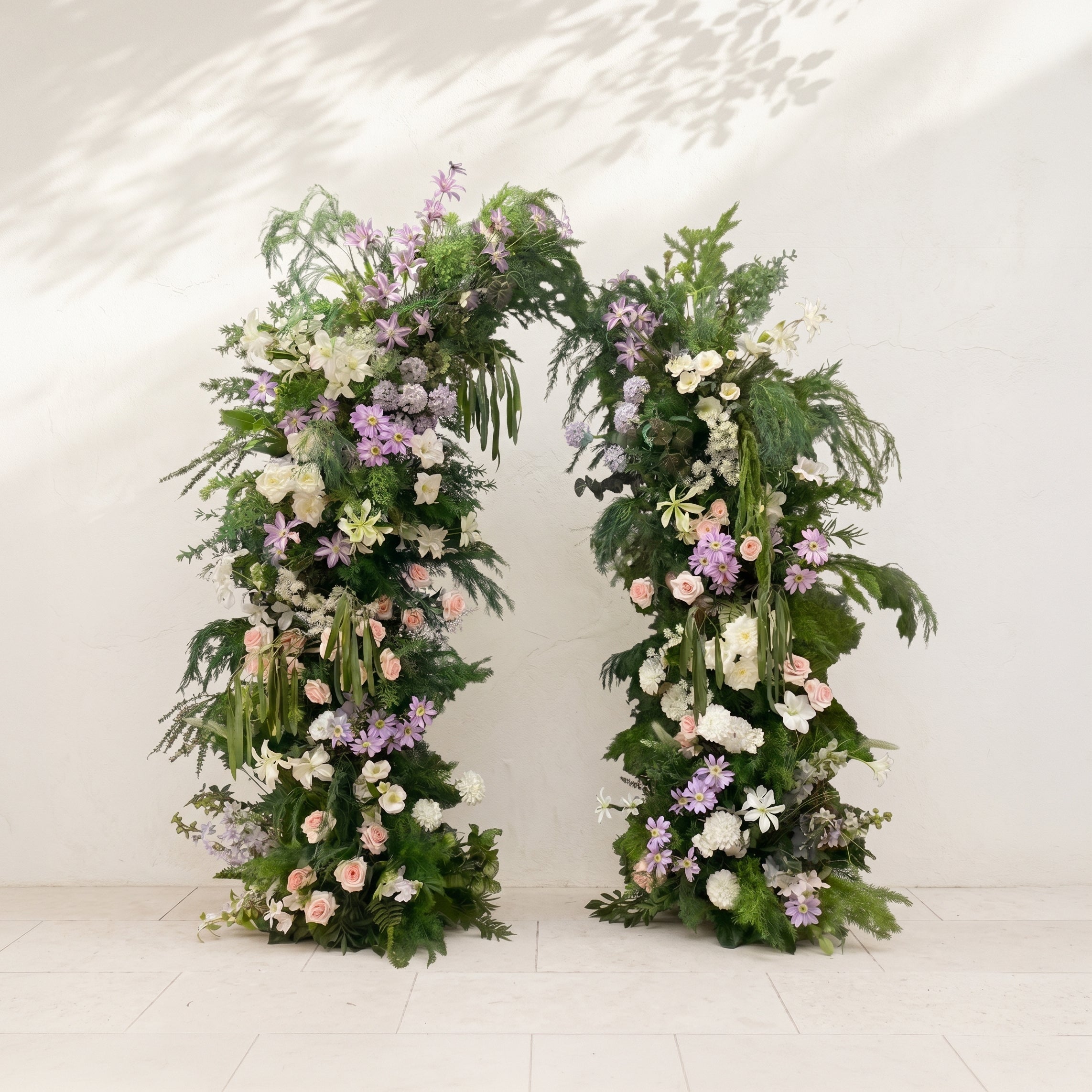 Brisora:Luxury Greenery Flower Arch with White&amp;Purple&amp;Pink flowers for Weddings&amp;Event Decor Including Frame brisora front