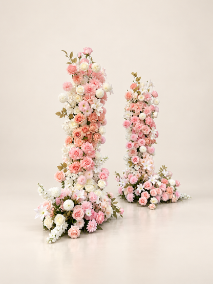 Esme: Pink Wedding Background Arch KT Backdrop Decorative Flower Row Excludes Frame