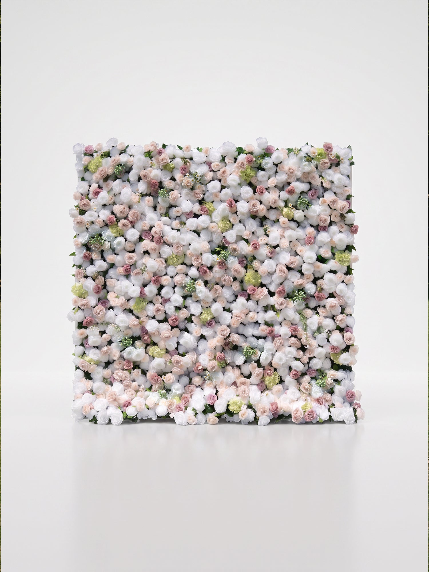 Callyn 5D Fabric Artificial rolling up curtain flower wall — white background view
