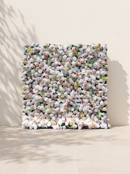 Callyn 5D Fabric Artificial rolling up curtain flower wall — front view