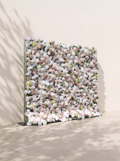 Callyn 5D Fabric Artificial rolling up curtain flower wall — left view