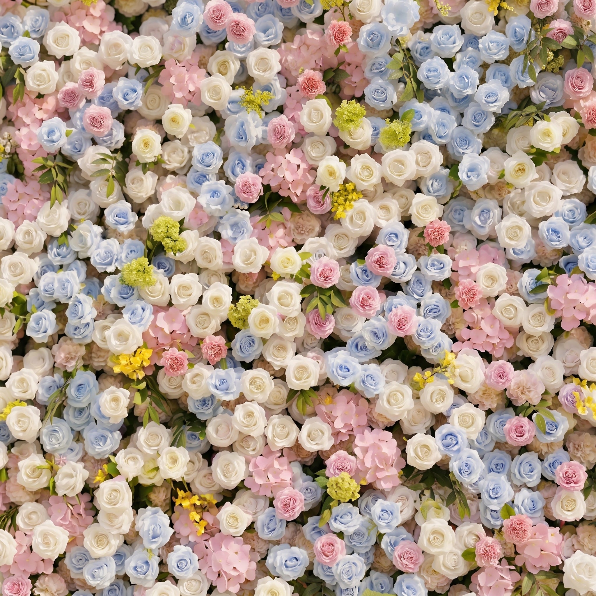 Calora:5D Dusty Blue, Blush Pink &amp; Ivory White Silk Rose Flower Wall Roll-Up Fabric Backdrop for Romantic Weddings &amp; Proposals