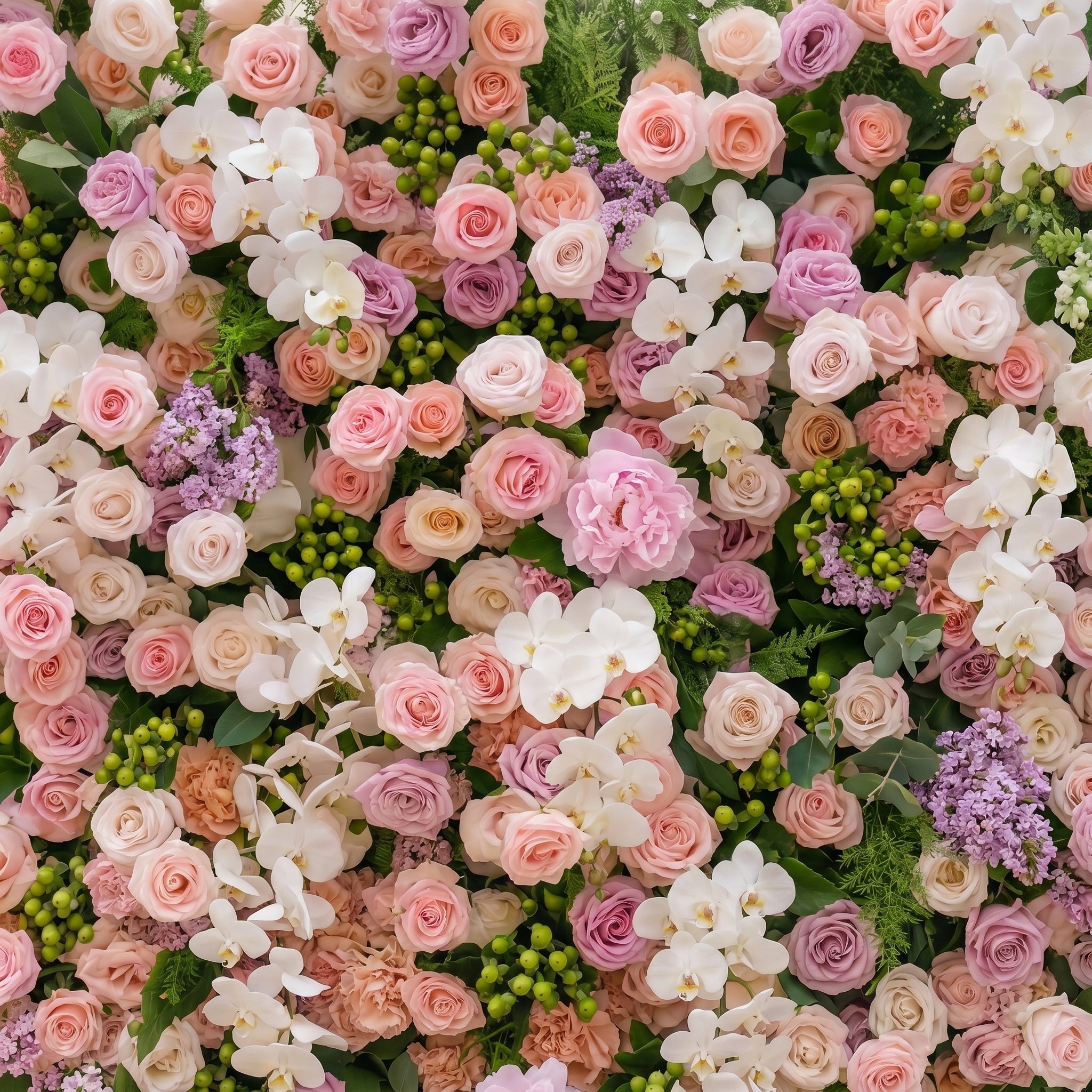 Calrielle:5D Mixed Blush Pink, Peach &amp; Ivory White Silk Rose Flower Wall Roll-Up Fabric Backdrop for Romantic Weddings &amp; Proposals