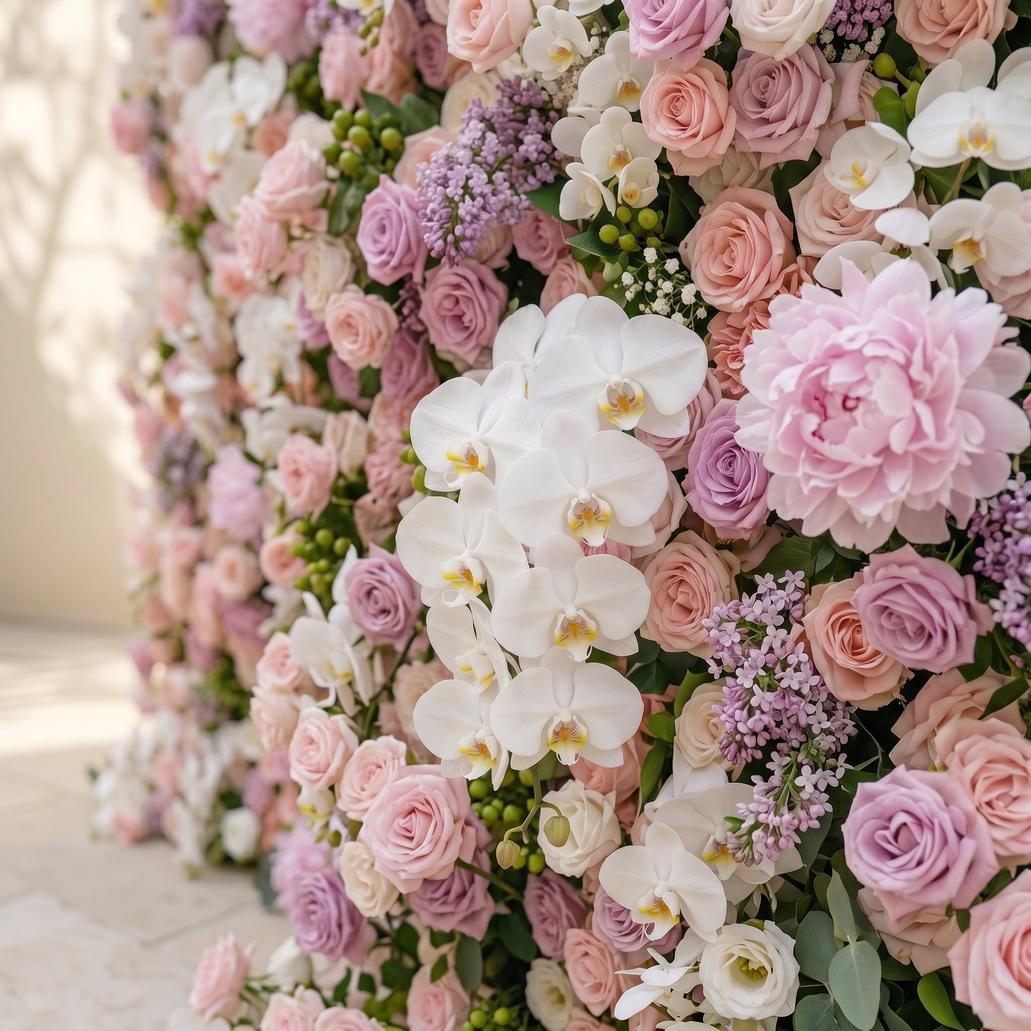 Calrielle:5D Mixed Blush Pink, Peach &amp; Ivory White Silk Rose Flower Wall Roll-Up Fabric Backdrop for Romantic Weddings &amp; Proposals