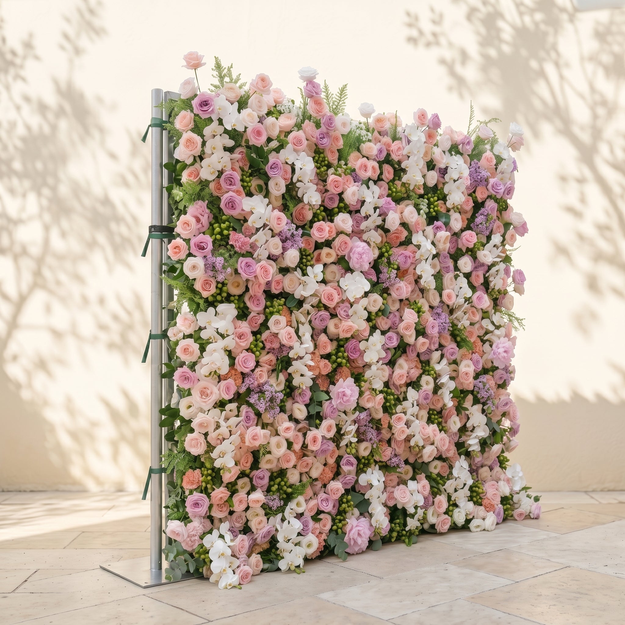 Calrielle:5D Mixed Blush Pink, Peach &amp; Ivory White Silk Rose Flower Wall Roll-Up Fabric Backdrop for Romantic Weddings &amp; Proposals