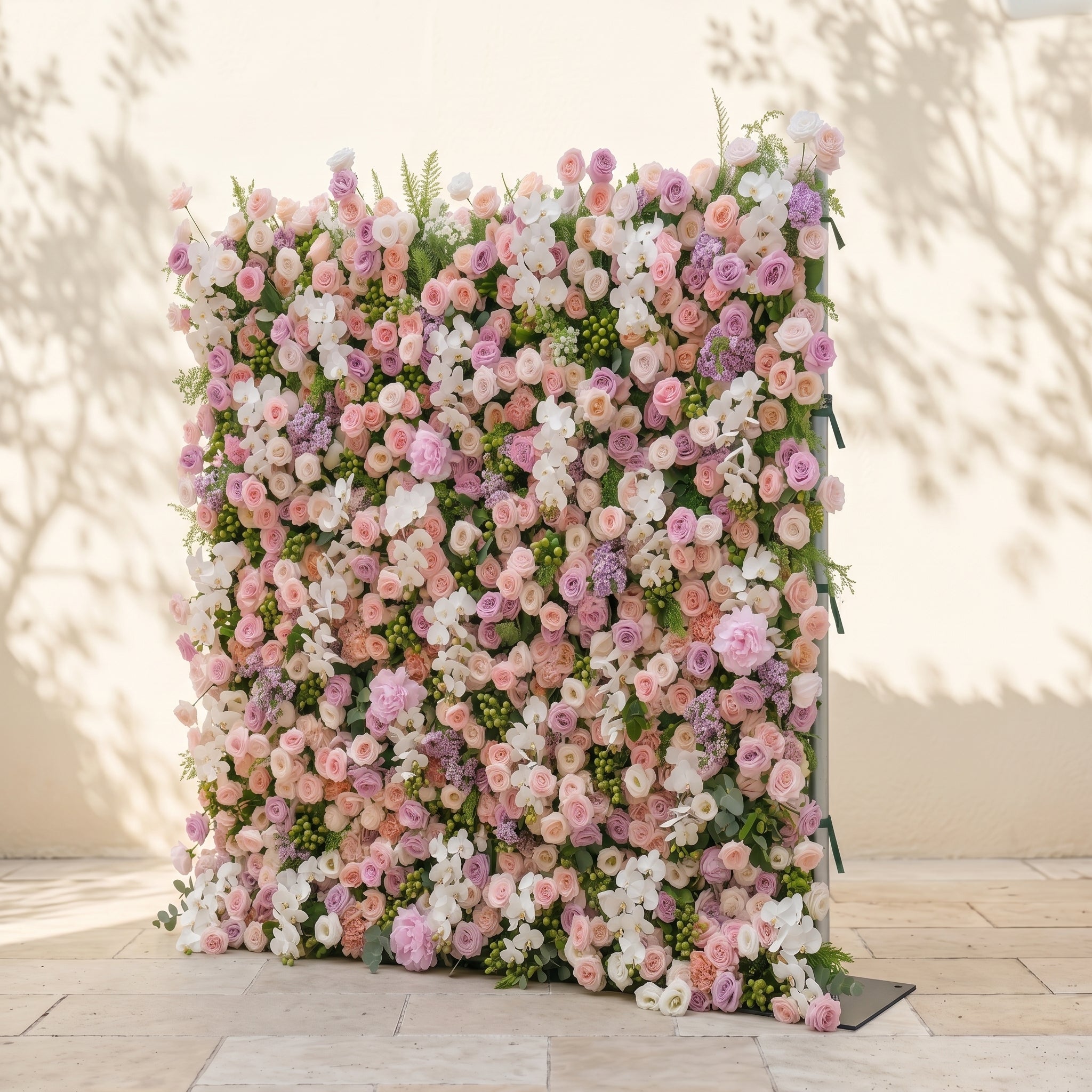Calrielle:5D Mixed Blush Pink, Peach &amp; Ivory White Silk Rose Flower Wall Roll-Up Fabric Backdrop for Romantic Weddings &amp; Proposals