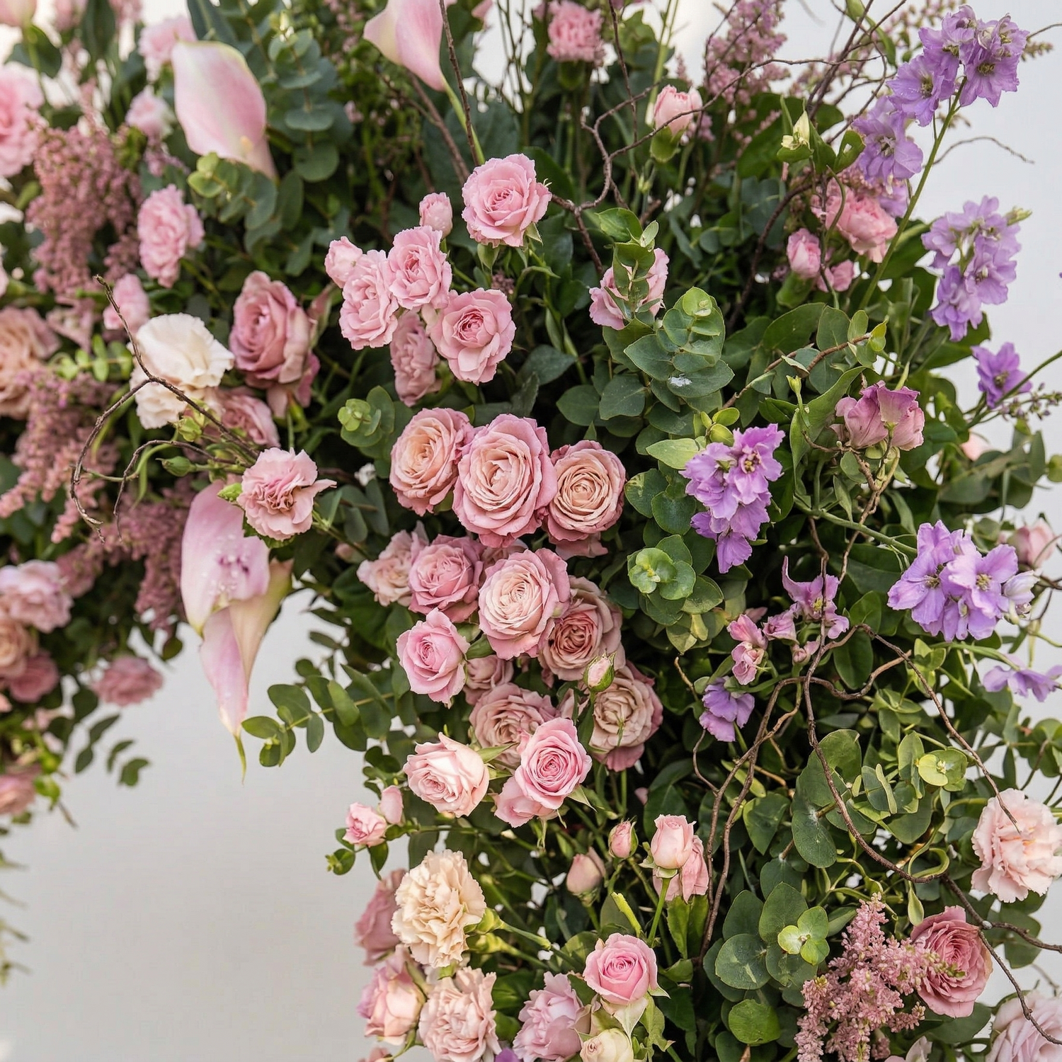 Calyra: Lush Pink &amp; Lavender Heart-Shaped Floral Arch for Elegant Garden Wedding &amp; Proposal Party