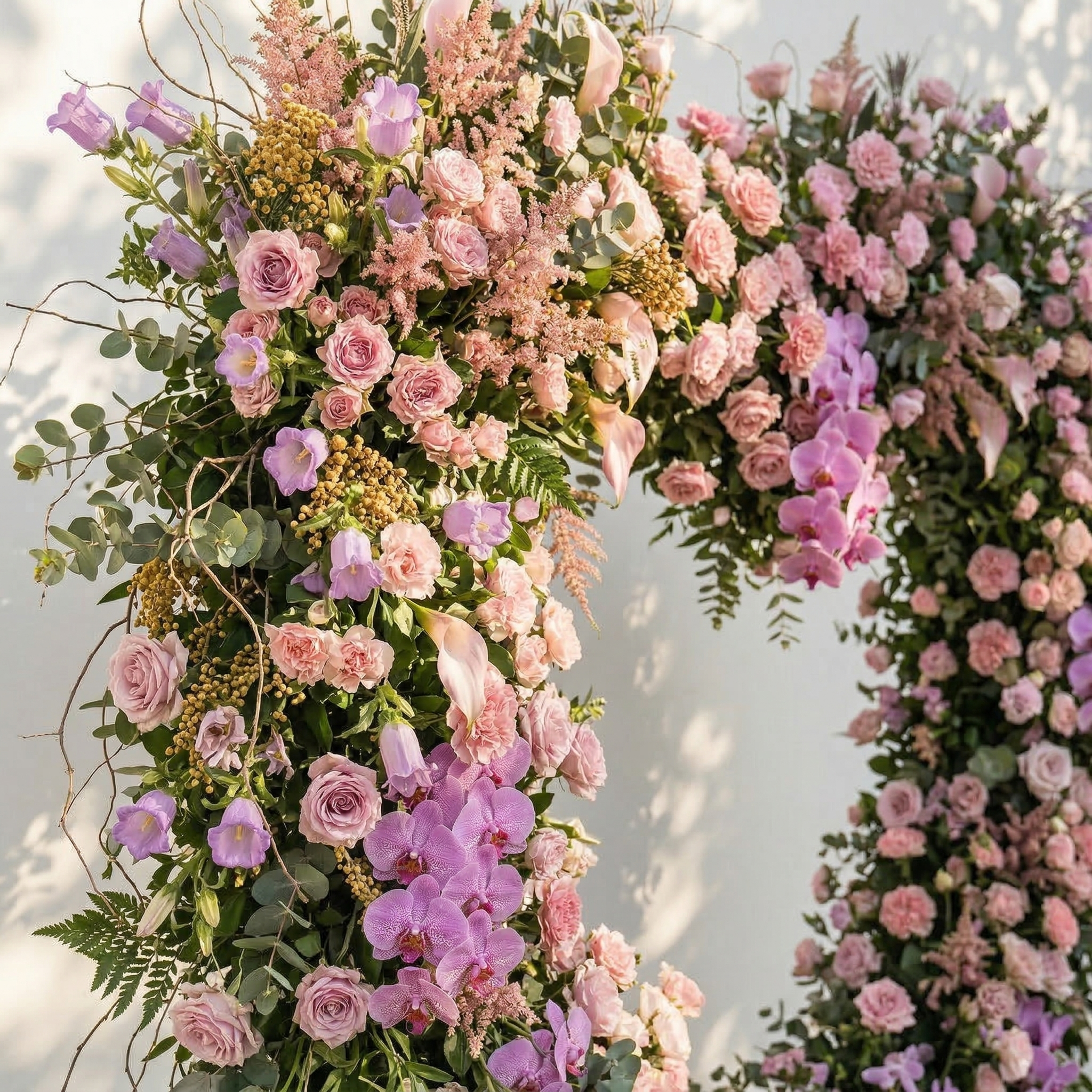 Calyra: Lush Pink &amp; Lavender Heart-Shaped Floral Arch for Elegant Garden Wedding &amp; Proposal Party