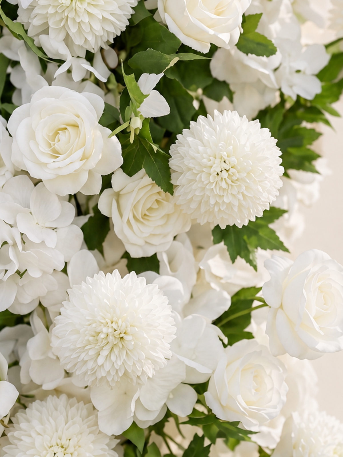 Sela: White&amp;Green Wedding Background Arch KT Backdrop Decorative Flower Row Excludes Frame