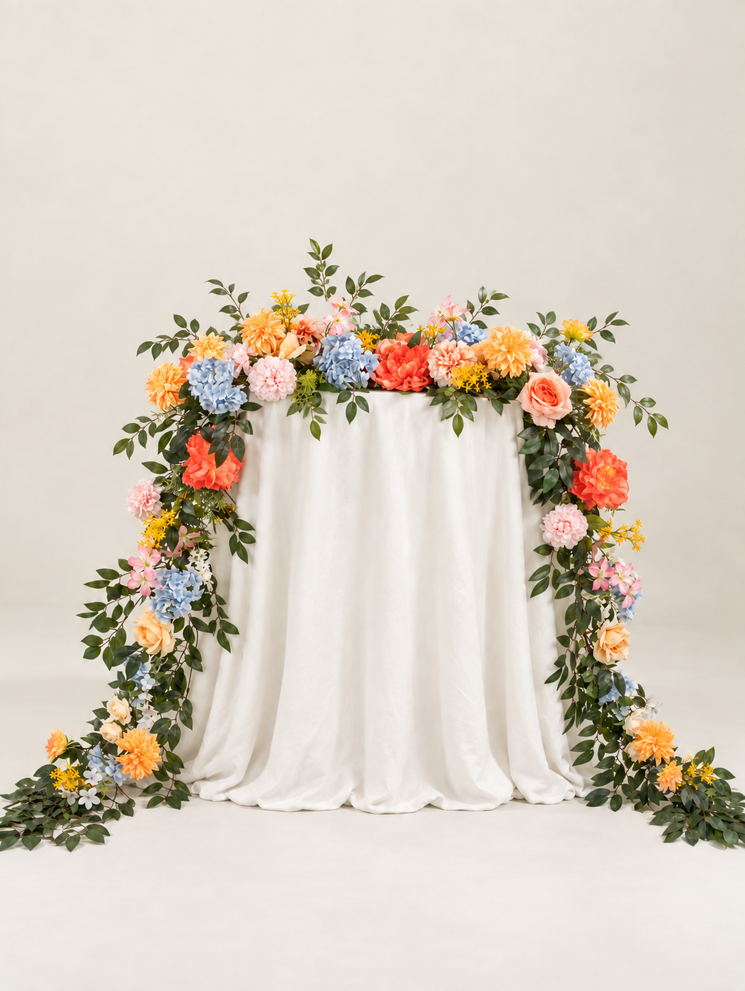 5-6ft Charming Dahlias Garden roses Hydrangeas Flower Garland for Wedding or Home Door Decor in Coral &amp; Pink | Grace