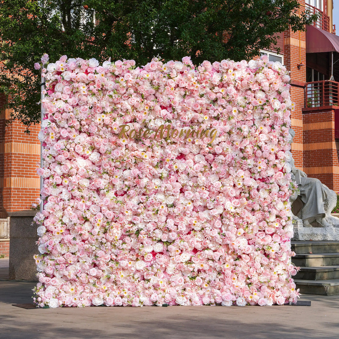 CiCi：5D Fabric Artificial Flower Wall Rolling Up Curtain Flower Wall