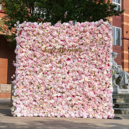 CiCi：5D Fabric Artificial Flower Wall Rolling Up Curtain Flower Wall