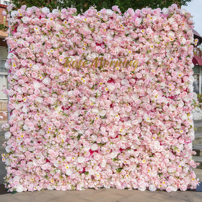 CiCi：5D Fabric Artificial Flower Wall Rolling Up Curtain Flower Wall