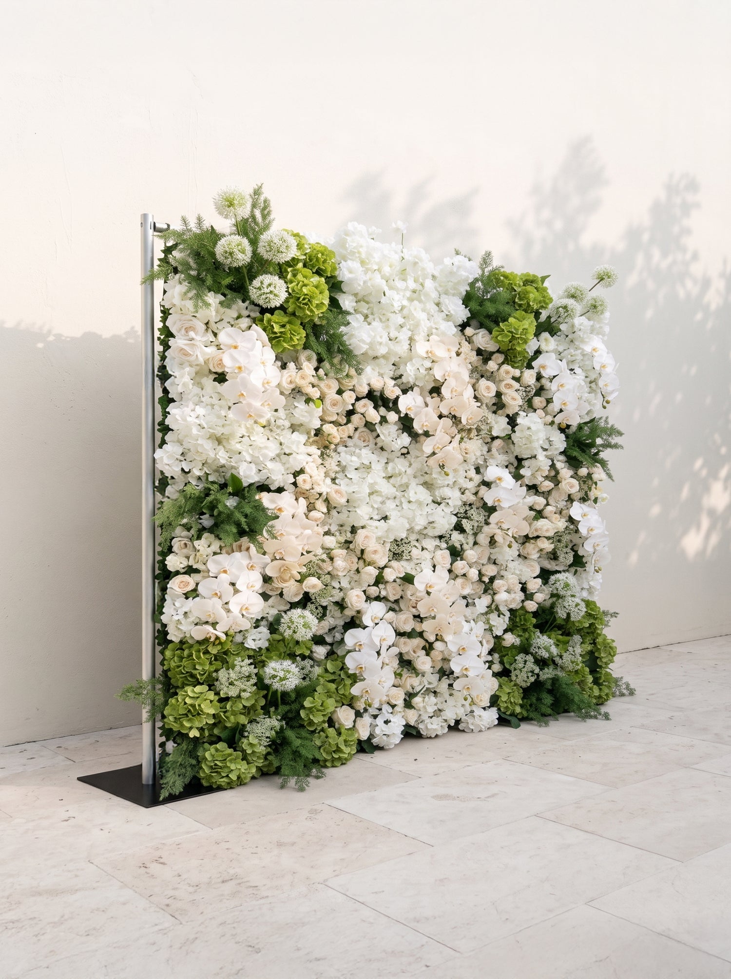 Cireliva: 5D Fabric Artificial rolling up curtain flower wall — left view