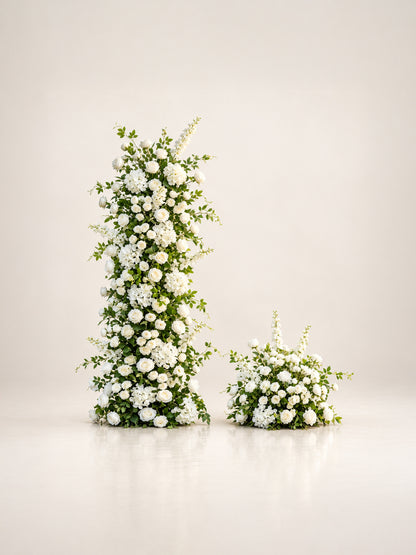 Zella: White&amp;Green Wedding Background Arch KT Backdrop Decorative Flower Row Excludes Frame