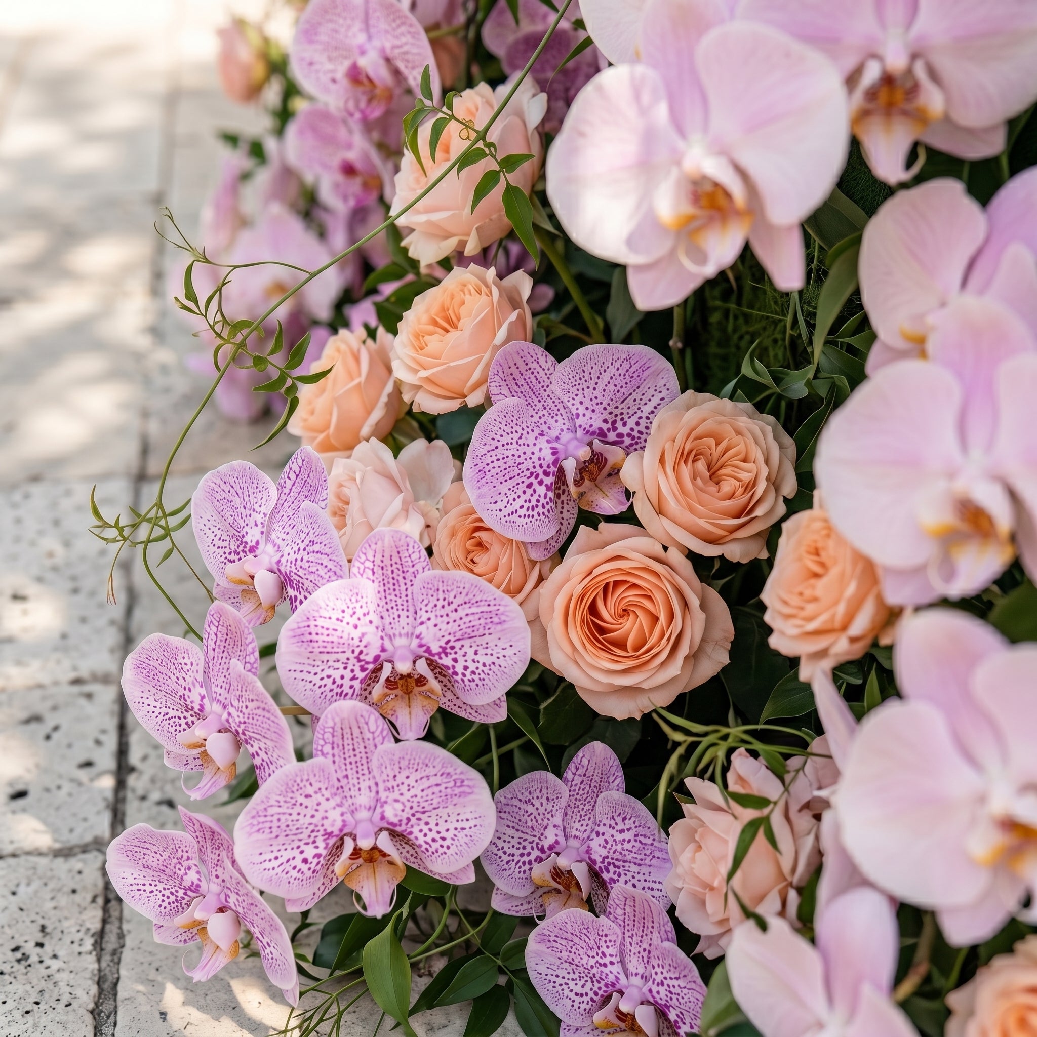 Clornora:Luxury 5D Roll up Rose Flower Wall with Purple Orchids for Wedding and Event Decoration clornora detail 2
