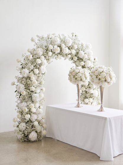 Colee : 2026 New White Babybreath and Roses Flower arch for Wedding Party Background Decoration Including Frame