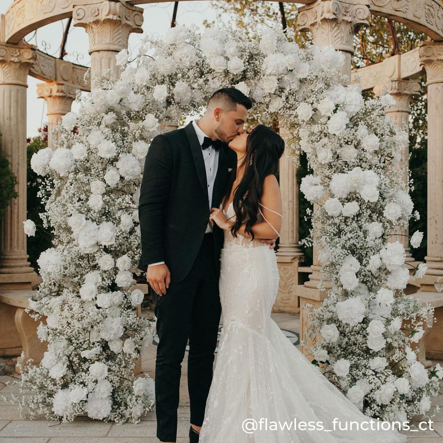 Colee : 2026 New White Babybreath and Roses Flower arch for Wedding Party Background Decoration Including Frame