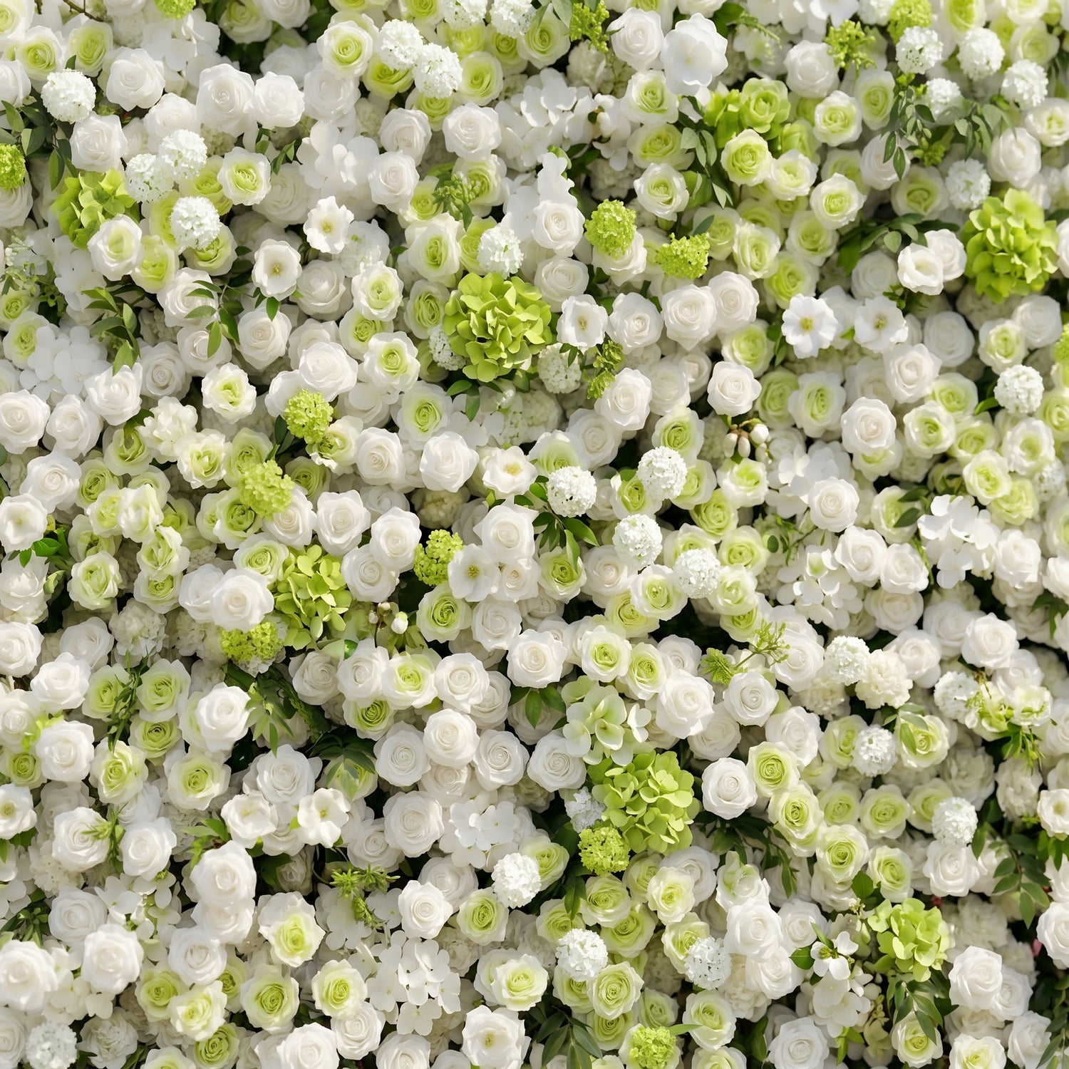 Cordelle: Luxury 4D Creamy White &amp; Fresh Green Silk Floral Wall Backdrop for Organic Garden Weddings