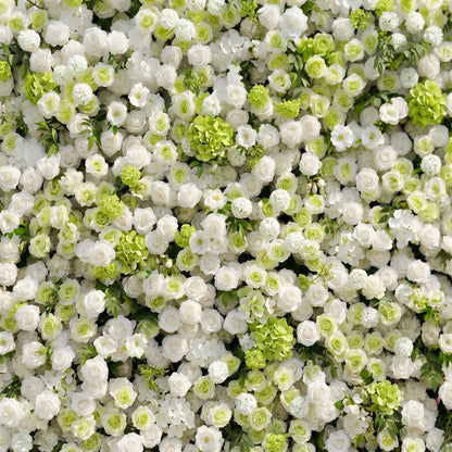 Cordelle: Luxury 4D Creamy White &amp; Fresh Green Silk Floral Wall Backdrop for Organic Garden Weddings