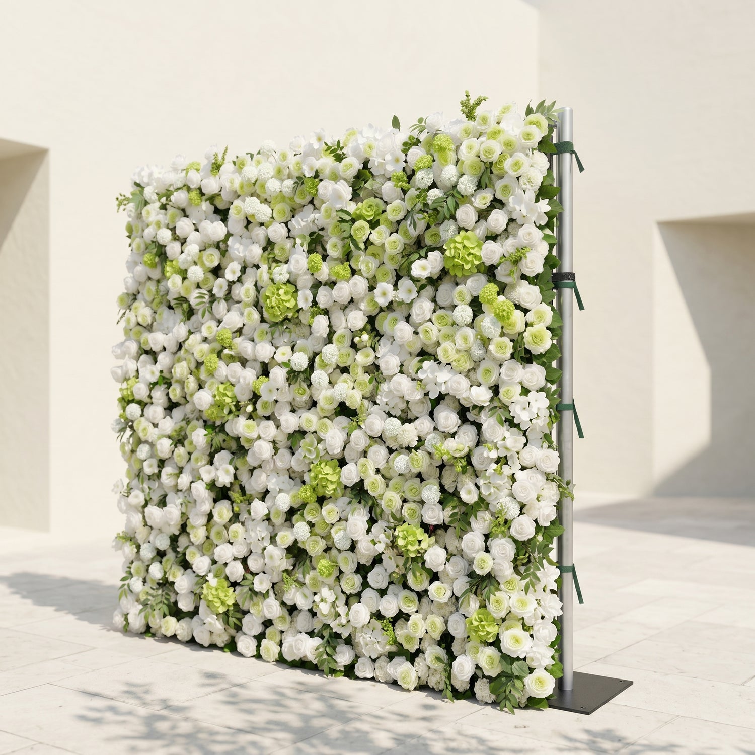 Cordelle: Luxury 4D Creamy White &amp; Fresh Green Silk Floral Wall Backdrop for Organic Garden Weddings