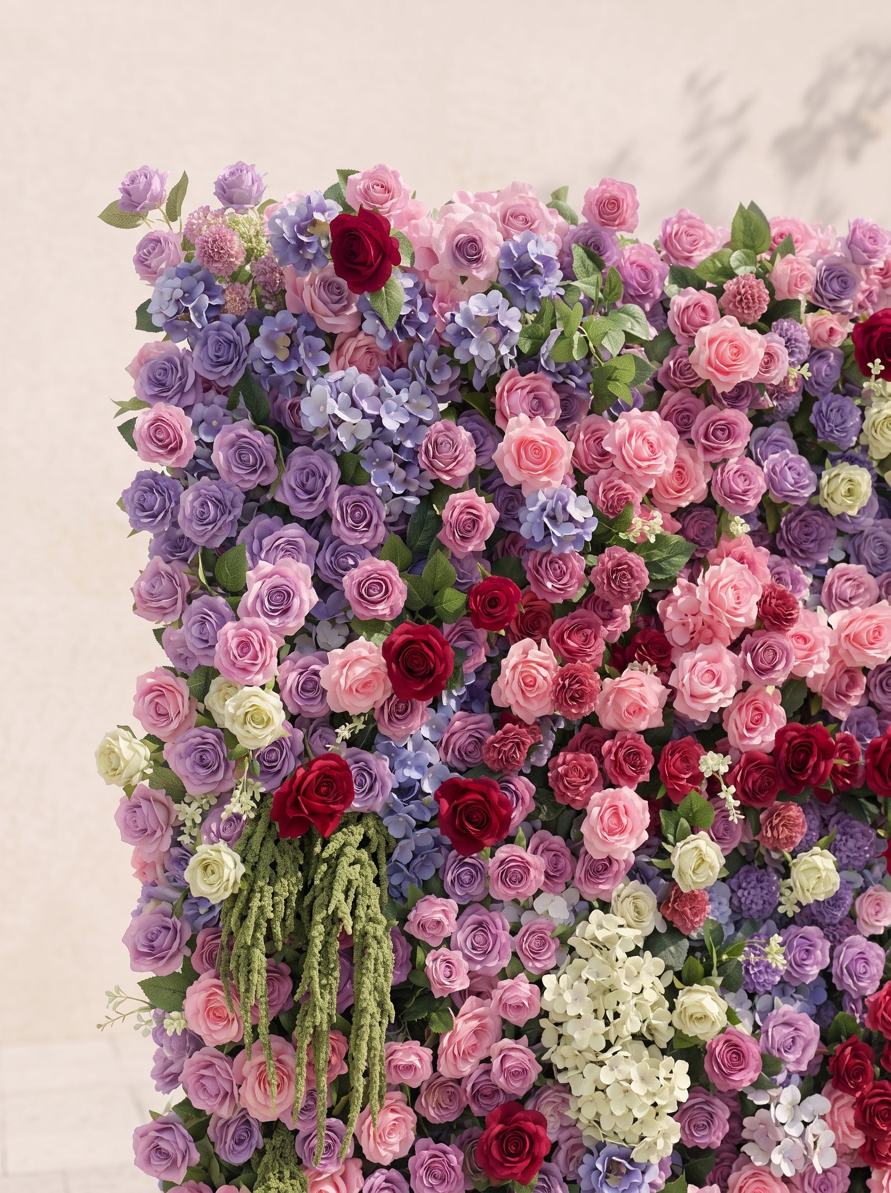 Corrielle: 5D Fabric Artificial rolling up curtain flower wall — floral detail