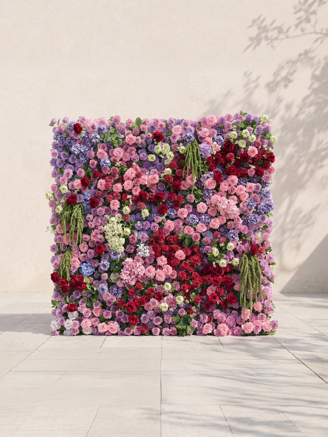 Corrielle: 5D Fabric Artificial rolling up curtain flower wall — front view
