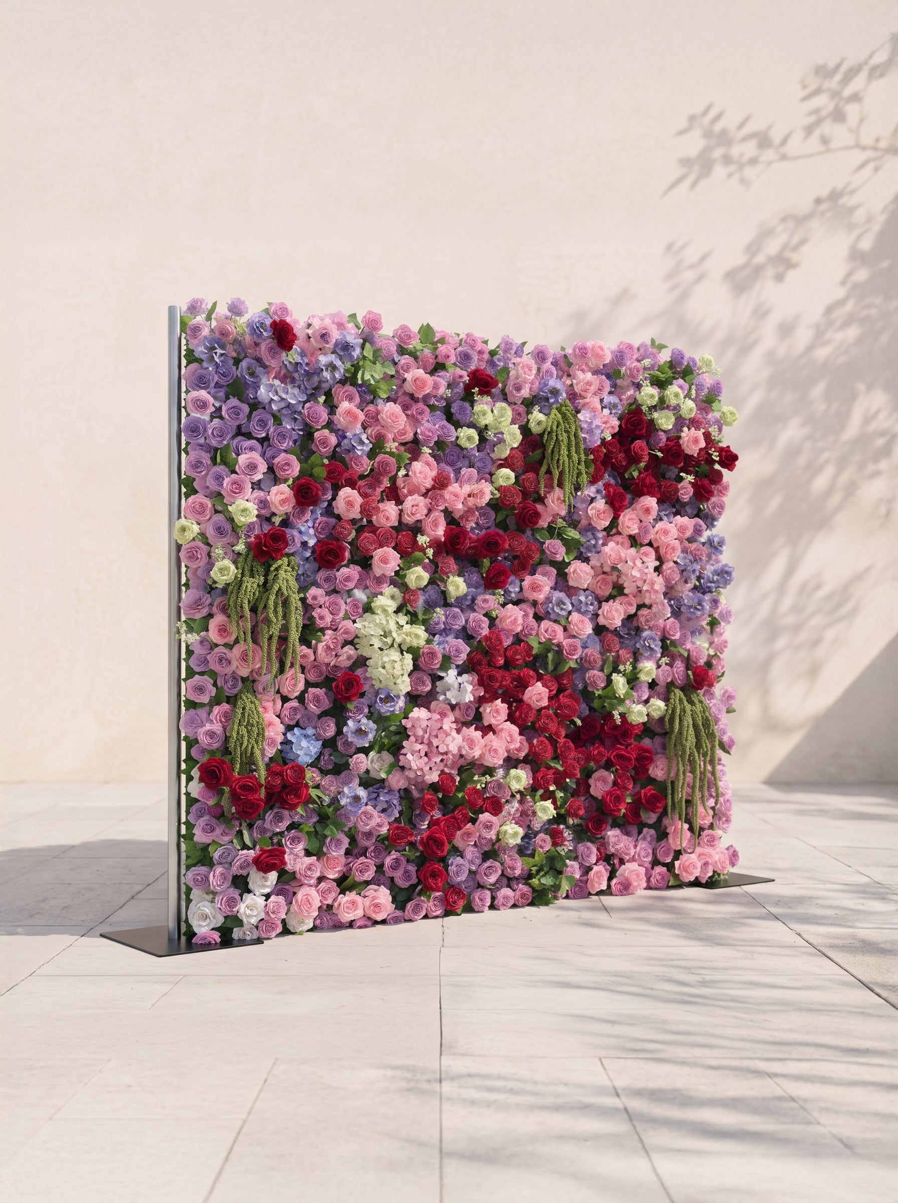 Corrielle: 5D Fabric Artificial rolling up curtain flower wall — left view