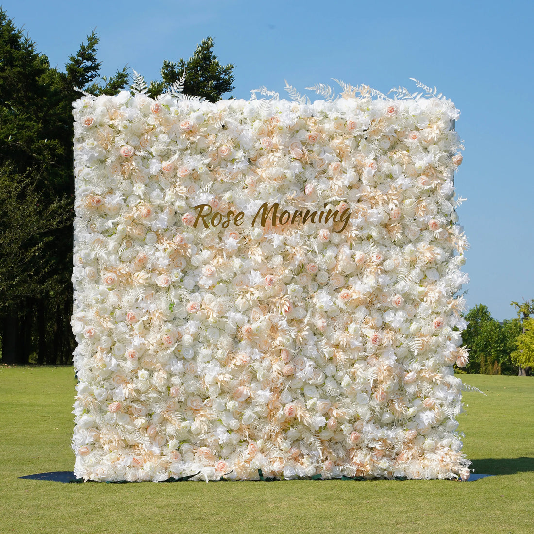 Cream:5D Fabric Artificial rolling up curtain flower wall