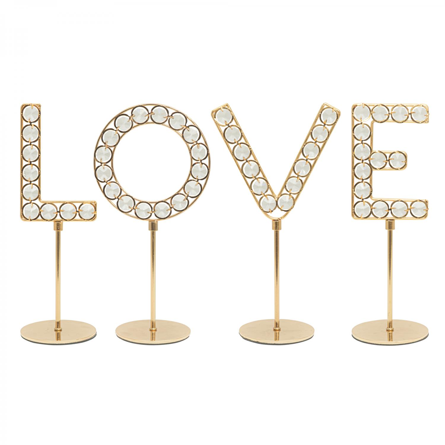 Gold Wedding and Event CRYSTAL BEADED TABLETOP LETTER &quot;LOVE&quot; Rose Morning