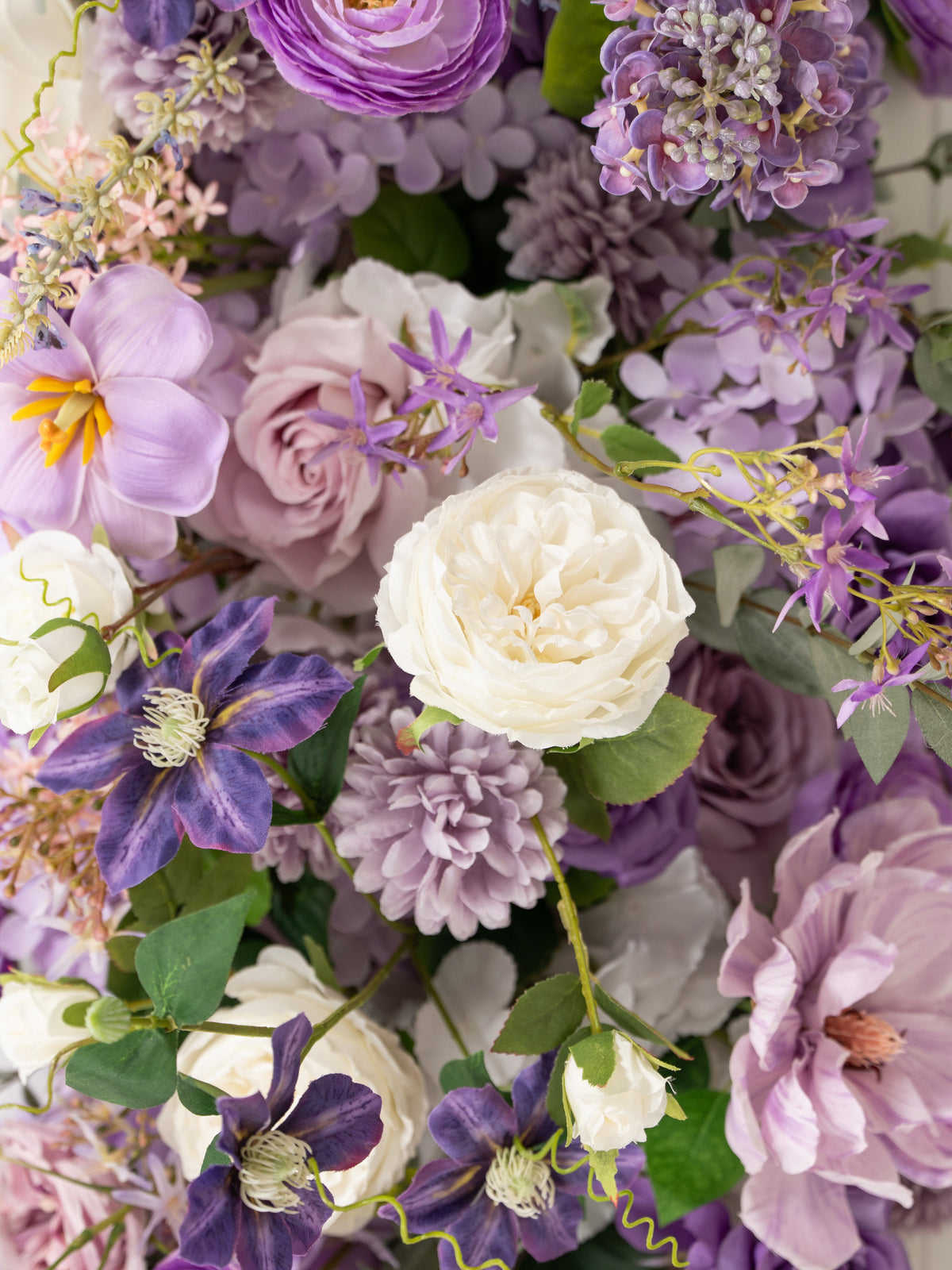 Violet Garden Roses Spray Roses Ranunculus Tulips Floral Table Centerpiece for Wedding Reception in Violet Garden | Greta
