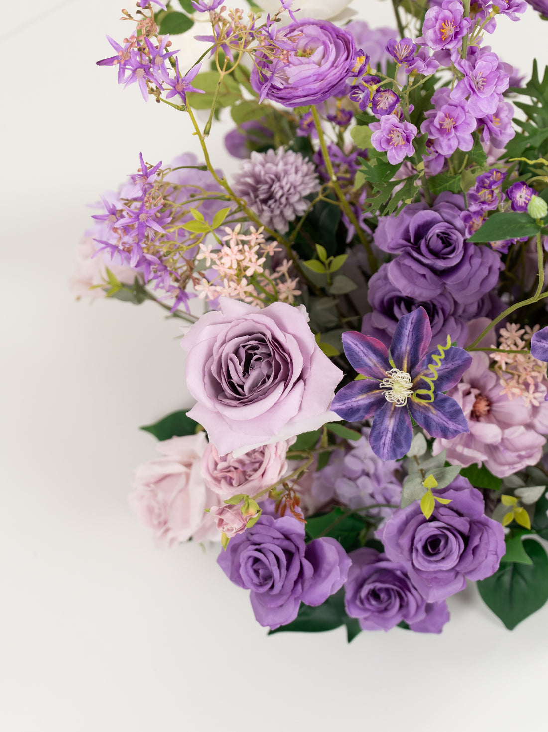 Violet Garden roses Clematis tulips Aisle Flower Arrangment for Wedding Aisle &amp; Ceremony in Violet Garden| Greta
