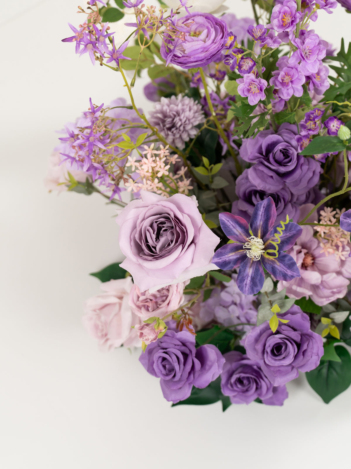 Violet Garden roses Clematis tulips Aisle Flower Arrangment for Wedding Aisle &amp; Ceremony in Violet Garden| Greta