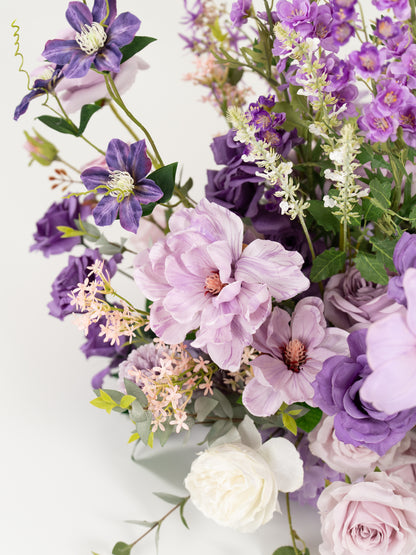 Violet Garden roses Clematis tulips Aisle Flower Arrangment for Wedding Aisle &amp; Ceremony in Violet Garden| Greta