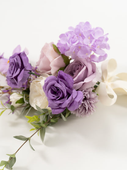 17.7-Inch Garden Roses Tulips parvi Chair Flower for Wedding Ceremony and Reception in Violet Garden | Greta (Set of 2)